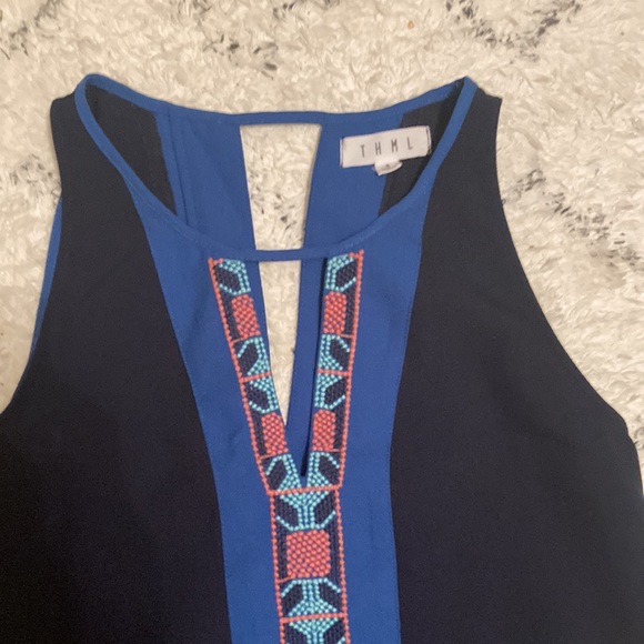 NWOT. THML Blue Mini Sleeveless Dress.  Size Small - Picture 2 of 3